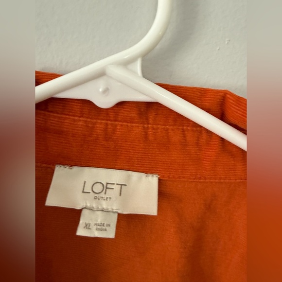 VTG The Loft Button Down Long Sleeve Blouse Shirt Flowy Shacket Orange Size L XL - Picture 5 of 8